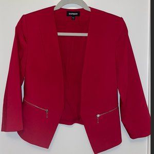 Size 2 Fitted Red Cropped Blazer